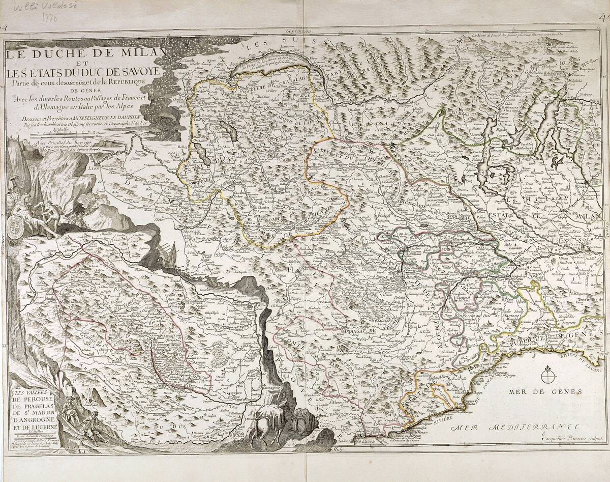 Duchy of Milan and States, Duchy of Savoy, Map by Giovanni Battista Cassini, Paris, Copper engraving, 1770