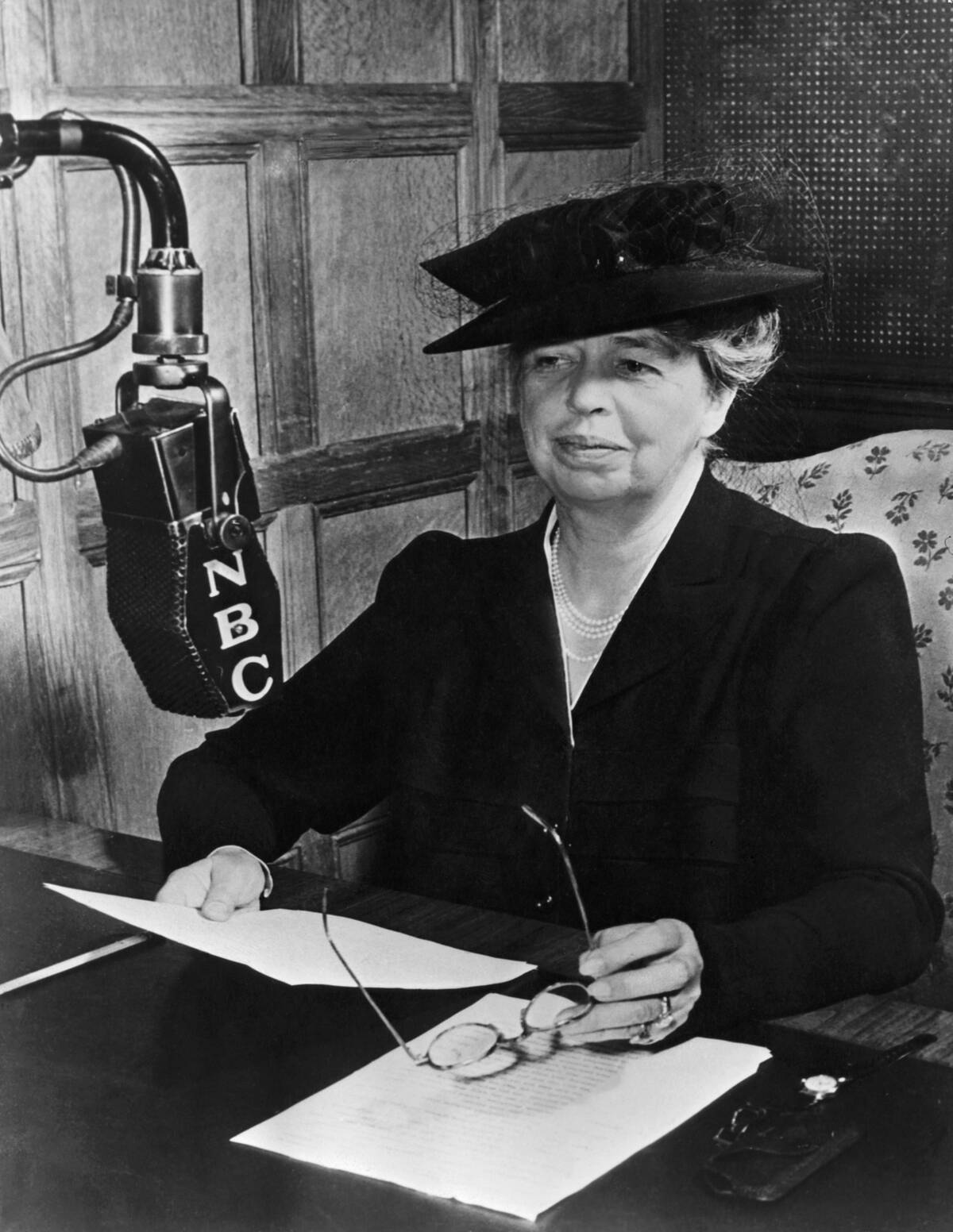Eleanor Roosevelt Delivering Radio Broadcast