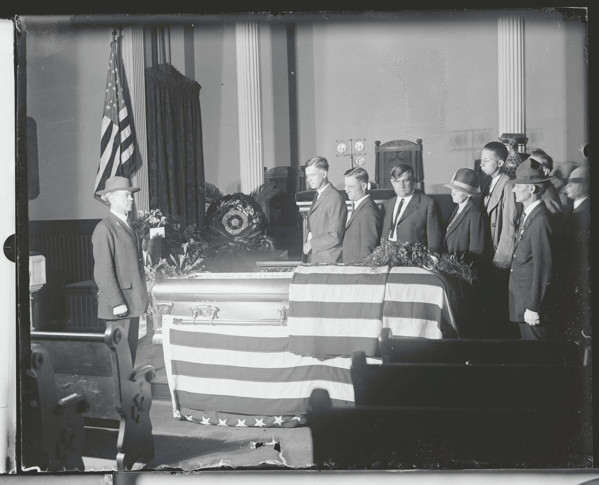 Flag-Draped Coffin in Church