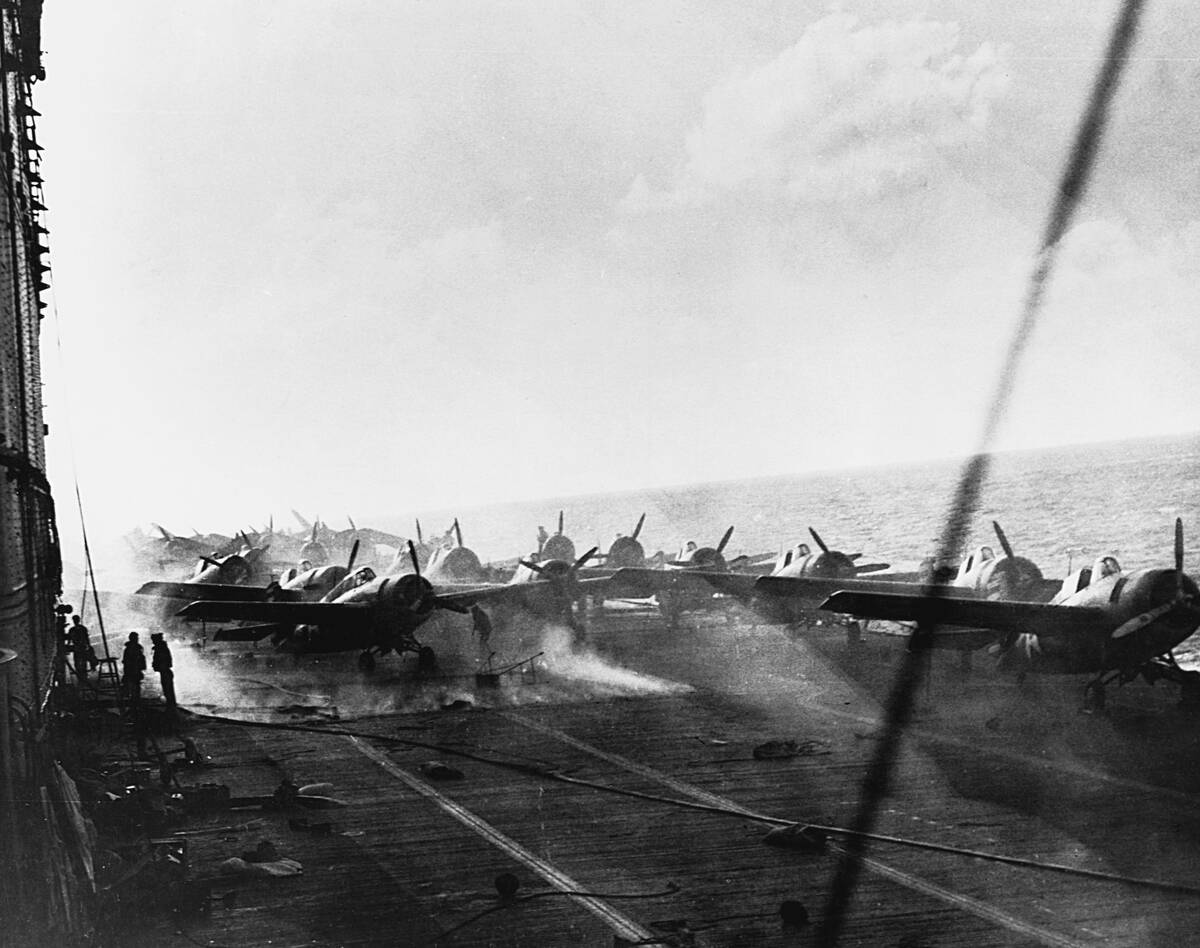 Flight Deck of the USS Lexington After Attack