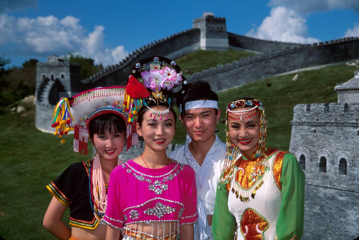 Florida, Kissimmee Splendid China Theme Park stage show dancers.