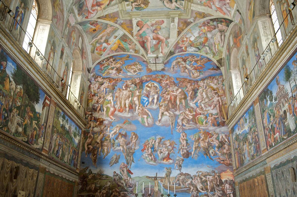 Fresco paintings by Michelangelo in the Sistine Chapel
