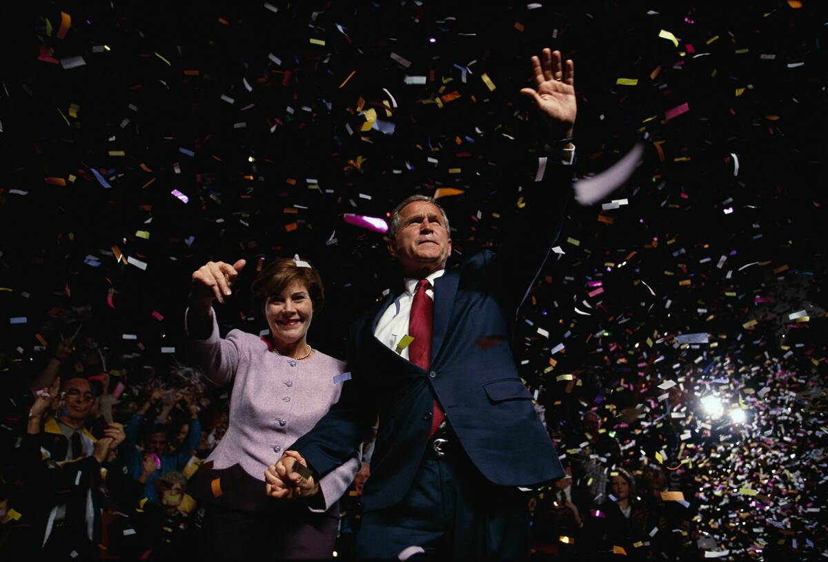 George and Laura Bush at Campaign Rally