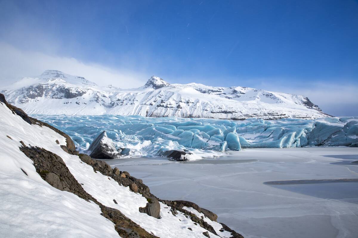 Glacial Tongue of Svinafellsjokull Glacier in Iceland