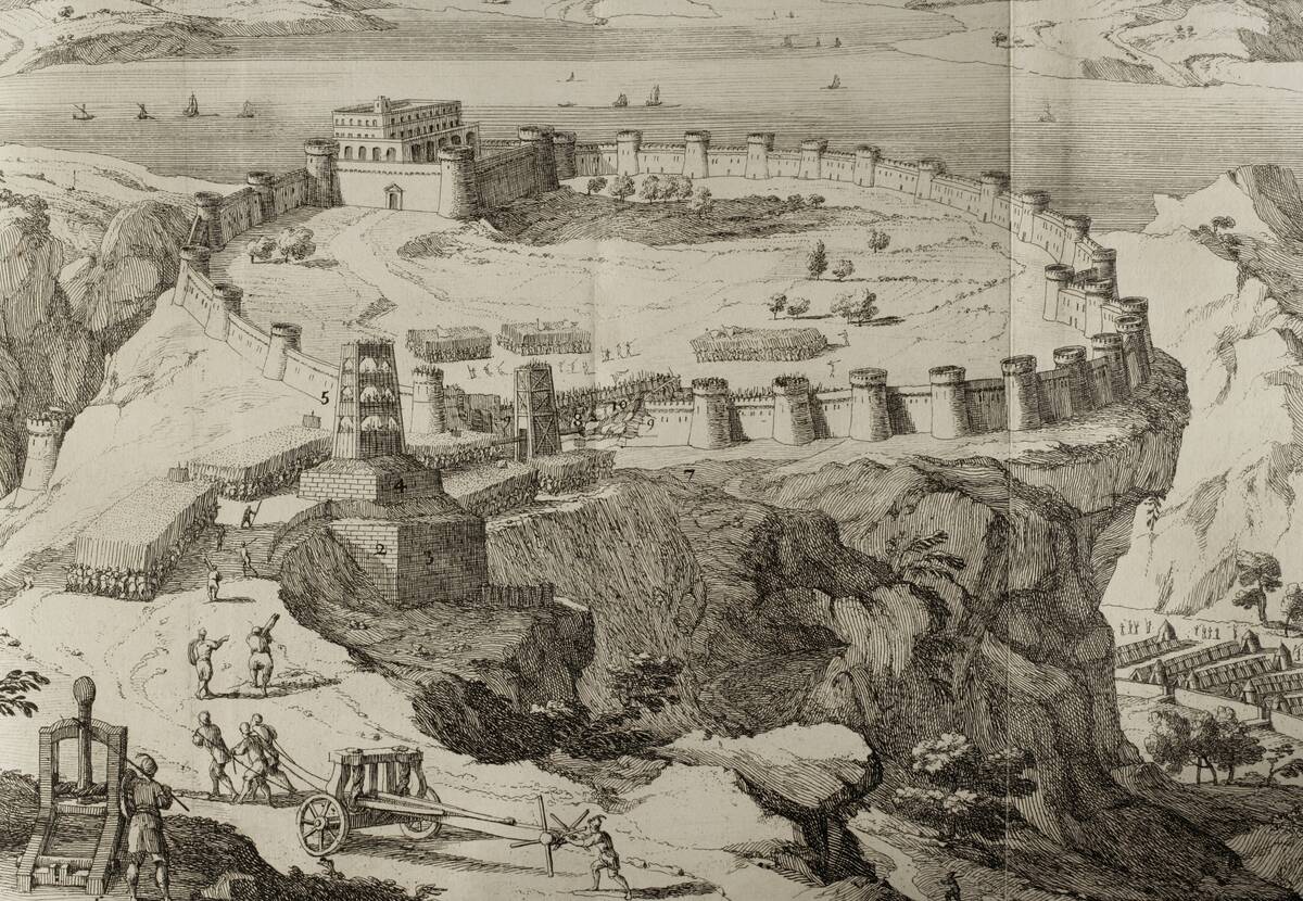 History by Polybius. Volume II. French, 1727. First Jewish-Roman war. Siege of Masada, 72-73 AD.