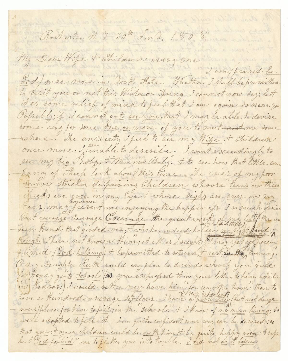 Letter Written By John Brown And Frederick Douglass To Browns Wife And Children,