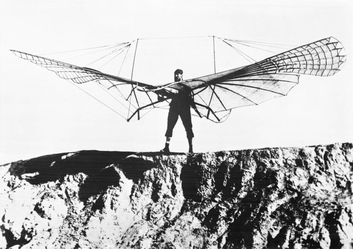 Man Wearing Glider Wings