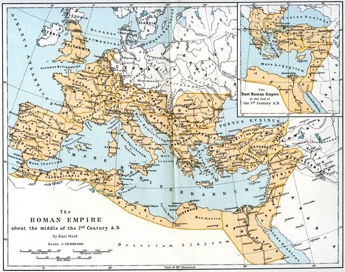 Map of the Roman Empire, 2nd century AD, (1902).