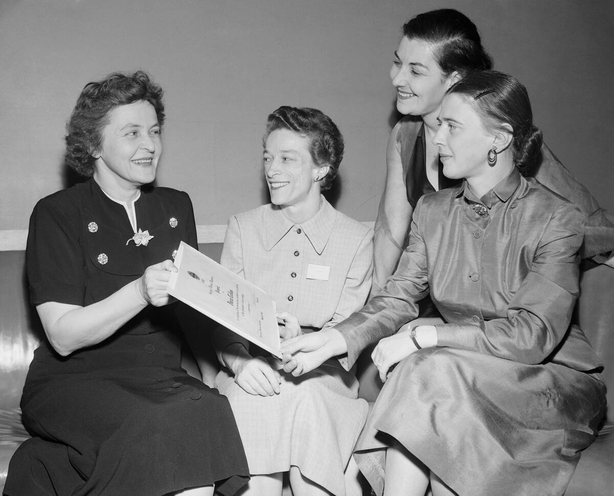 Maria Telkes Sitting with Members of The Society of Women Engineers