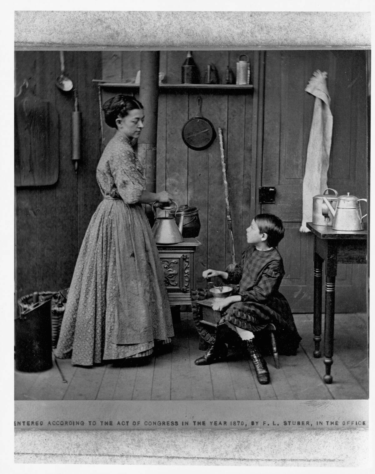 Mother and Son Making Cofeee