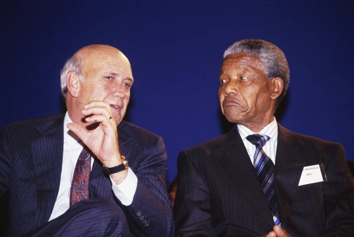 Nelson Mandela Conversing with President F.W. de Klerk