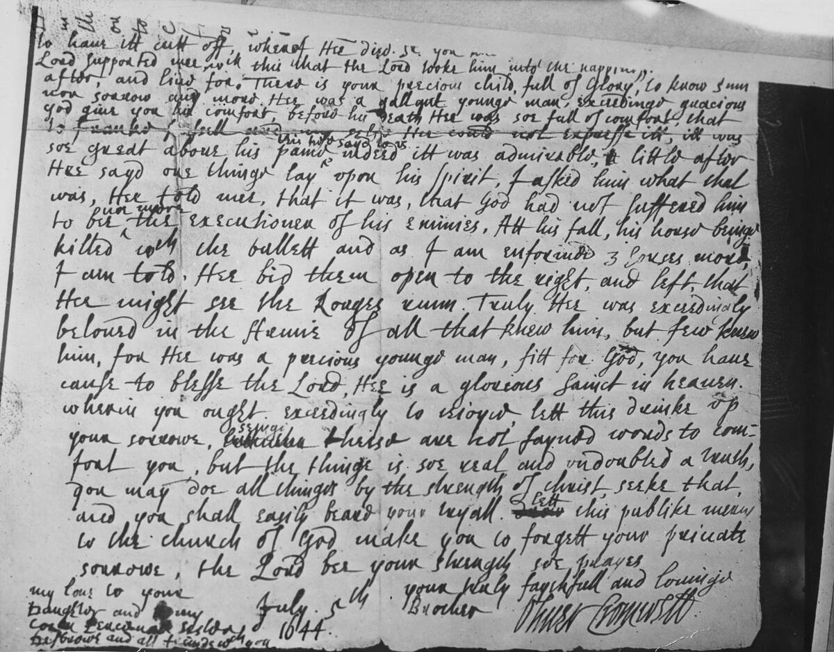 Oliver Cromwell's Letter To Colonel Valentine Walton, 1644