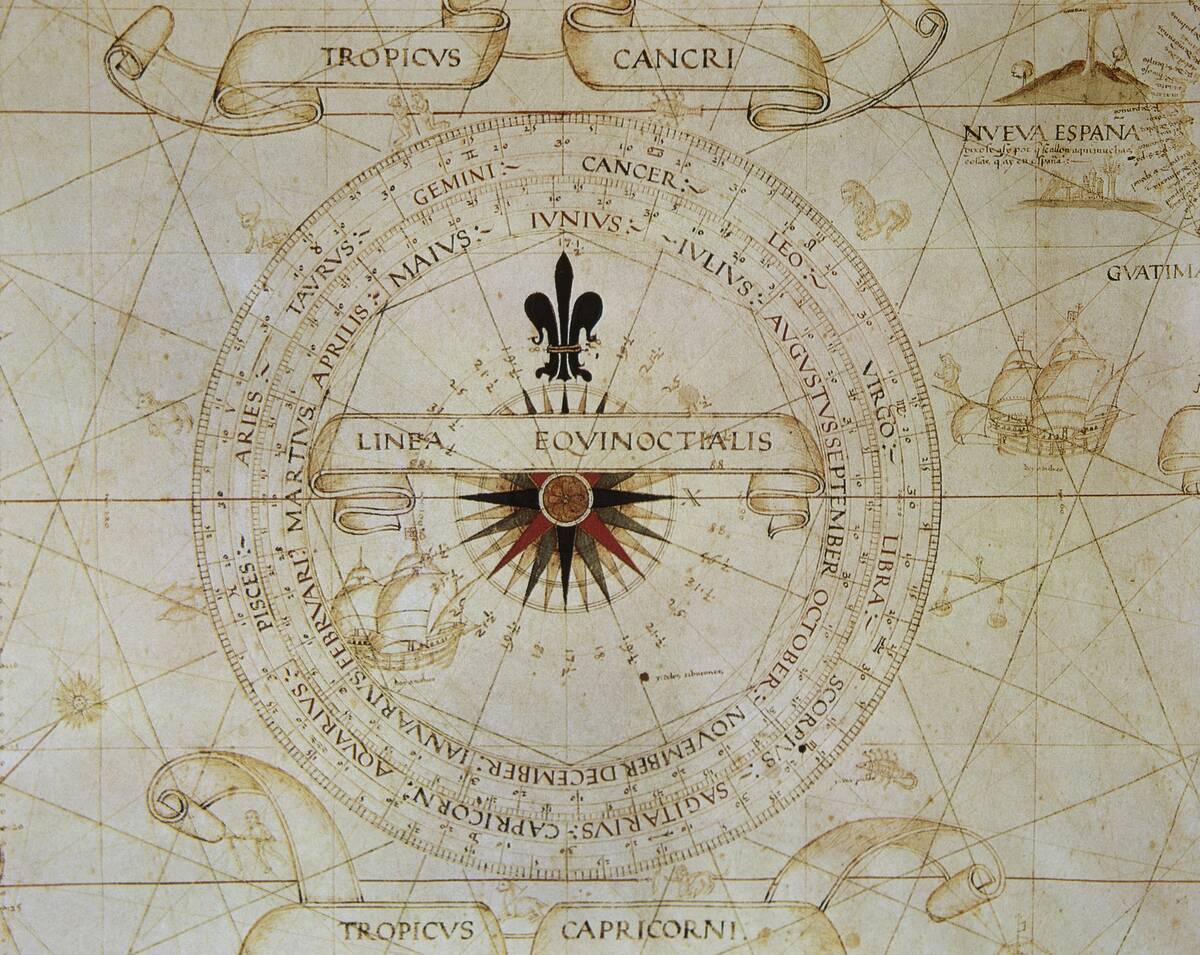 Planisphere by Diego Ribero o Diogo Ribeiro, a Portuguese cartographer, in 1529