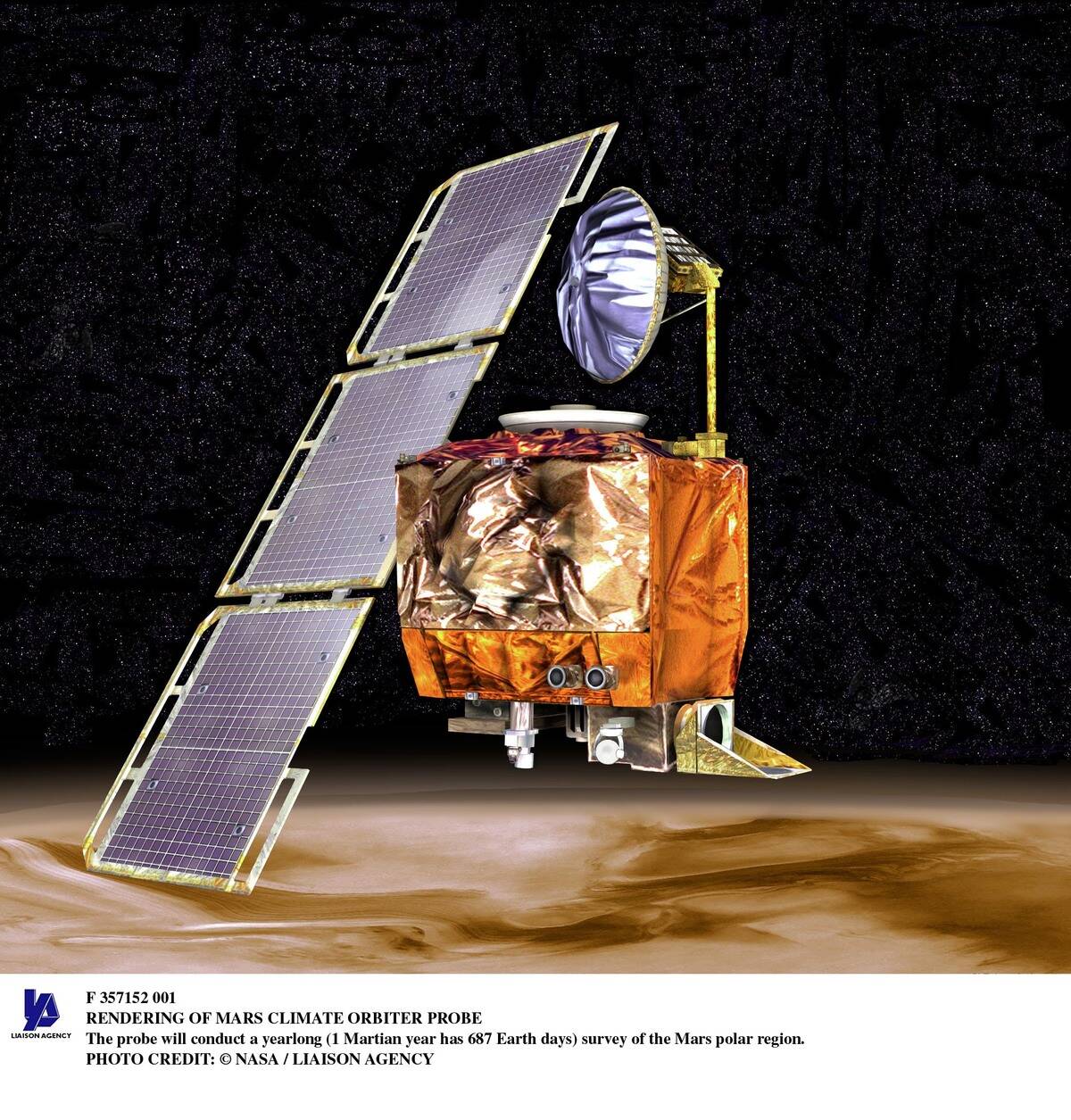 Rendering Of Mars Climate Orbiter Probe The Probe Will Conduct A Yearlong (1 Martian Ye