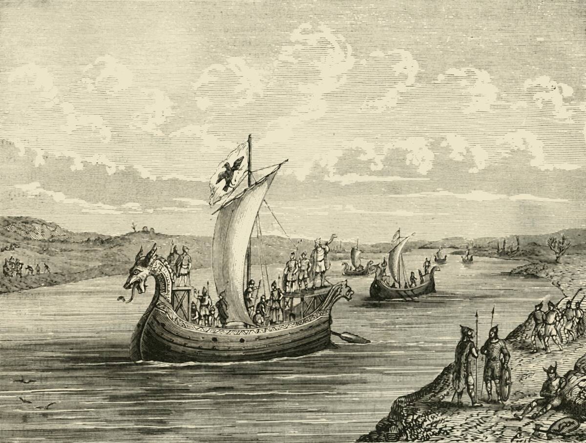 Scandinavian Vessels Ascending A River