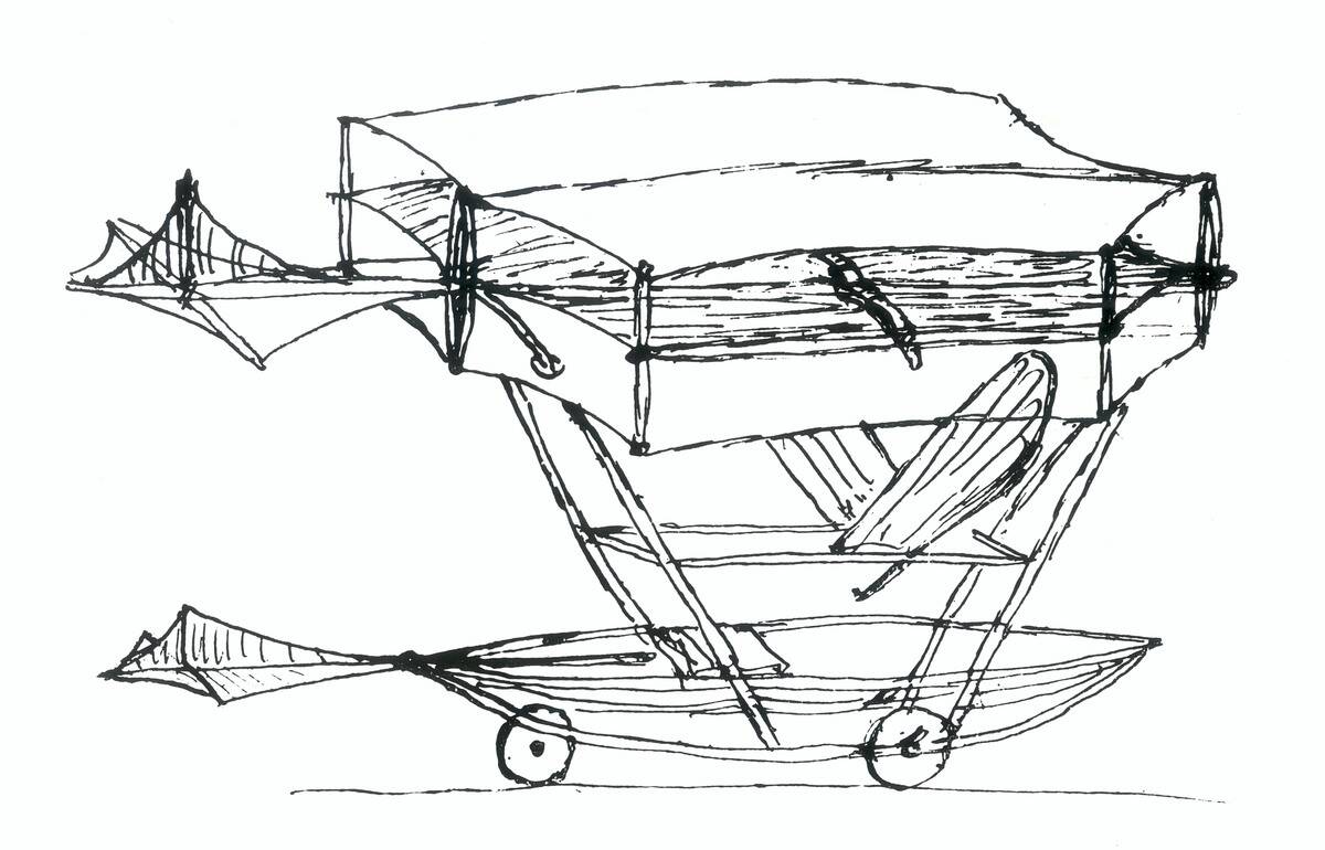 Sketch of boy-carrying machine, 1853.
