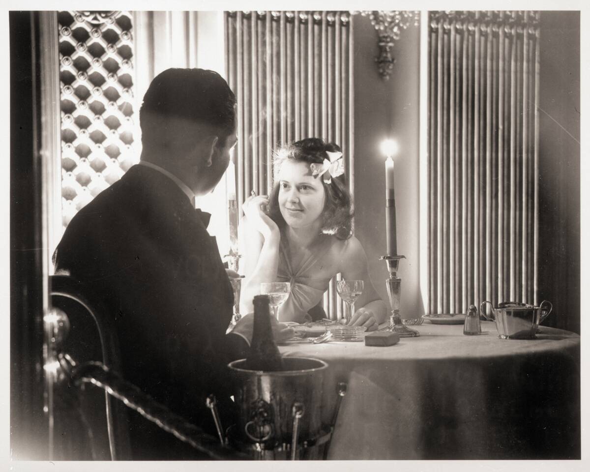 Stewardess Being Wined and Dined