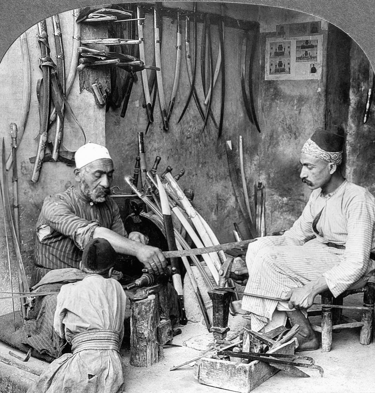 Syria: Sword-makers in Damascus, early 20th century