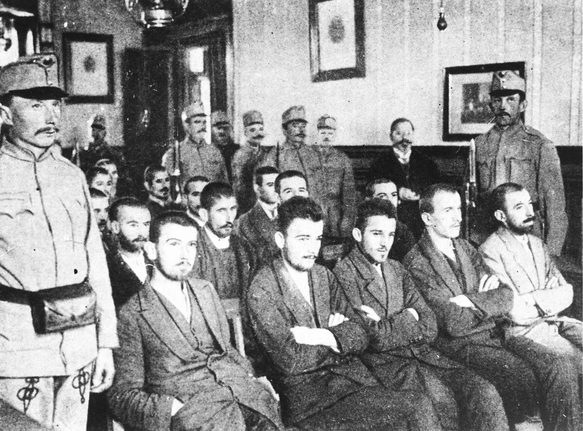 The five ringleaders of the assassination of Archduke Franz Ferdinand II and his wife Sophie of Austria, 1914