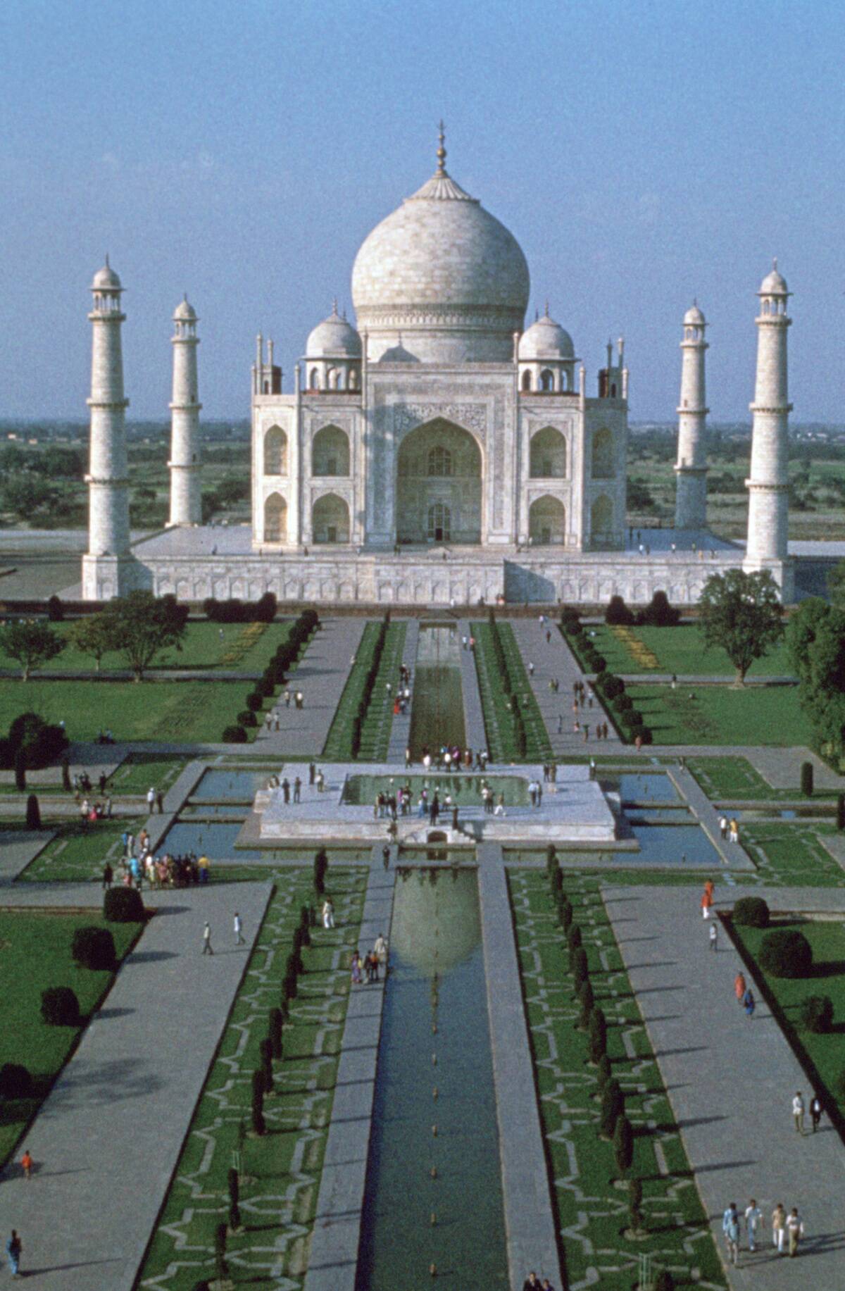 The Taj Mahal, from the top of the entrance gate, Agra, India.