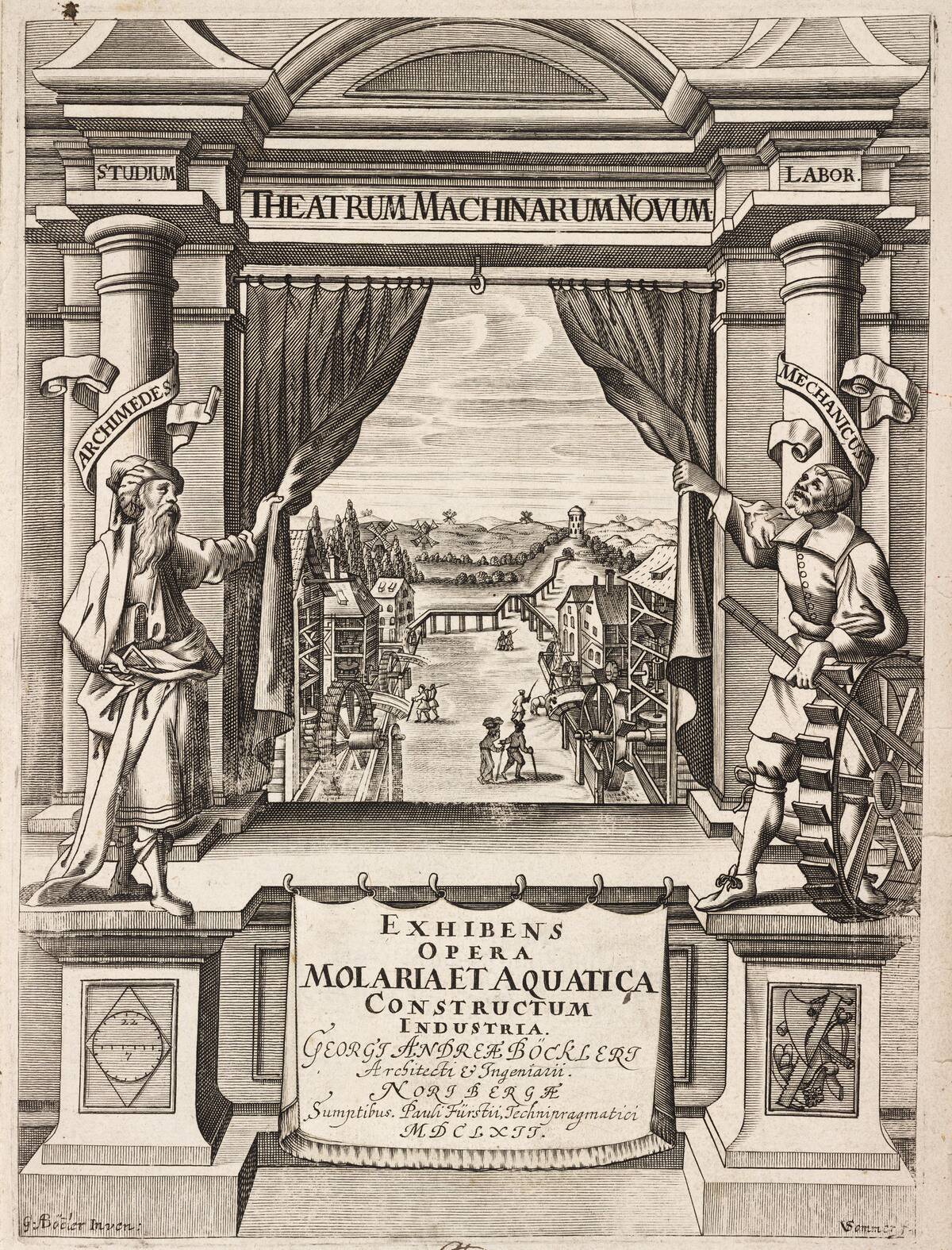 Title page to �Theatrum Machinarum Novum�, 1662.