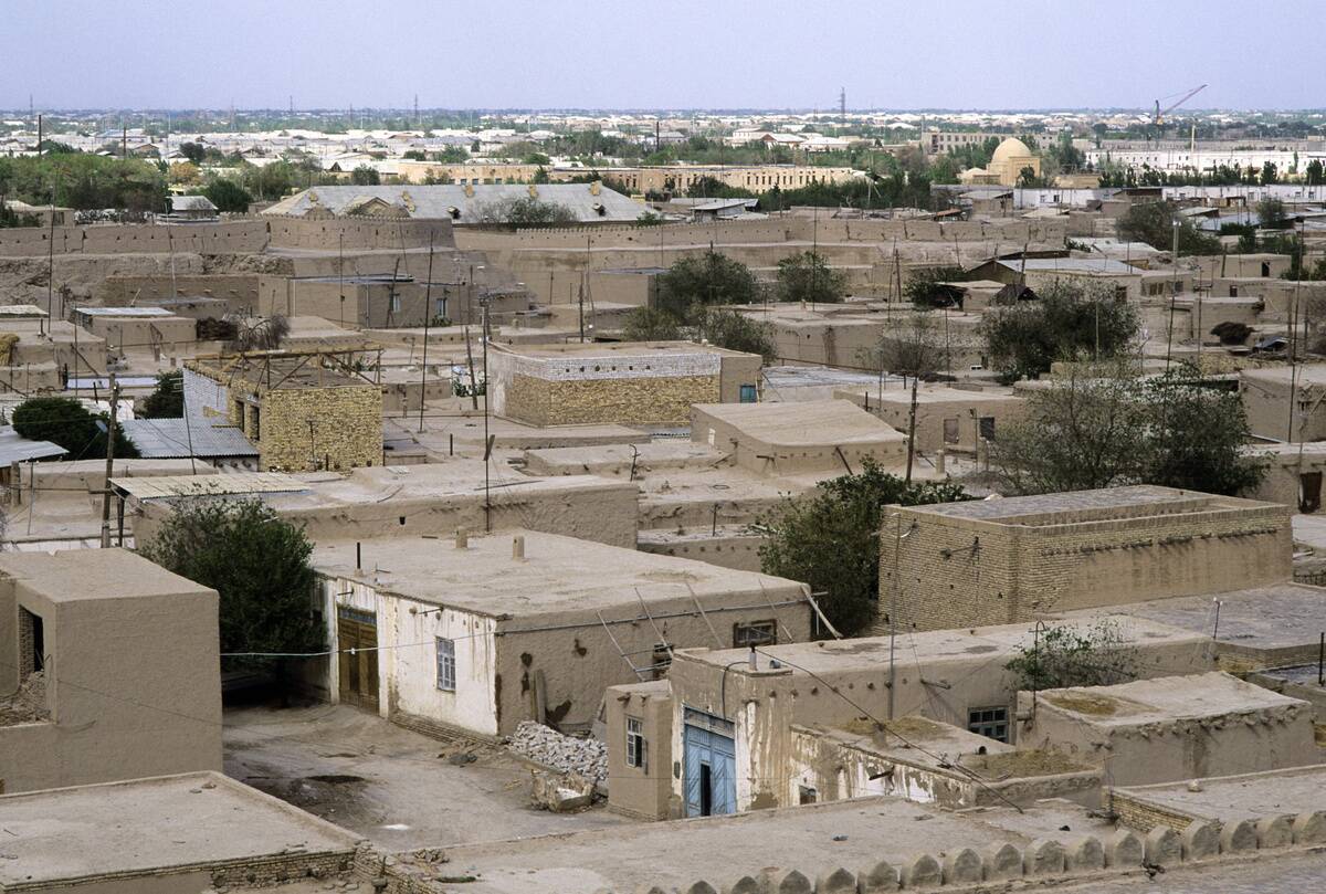 Uzbekistan, Khiva, View Of City From Kunya-ark, Fortress...