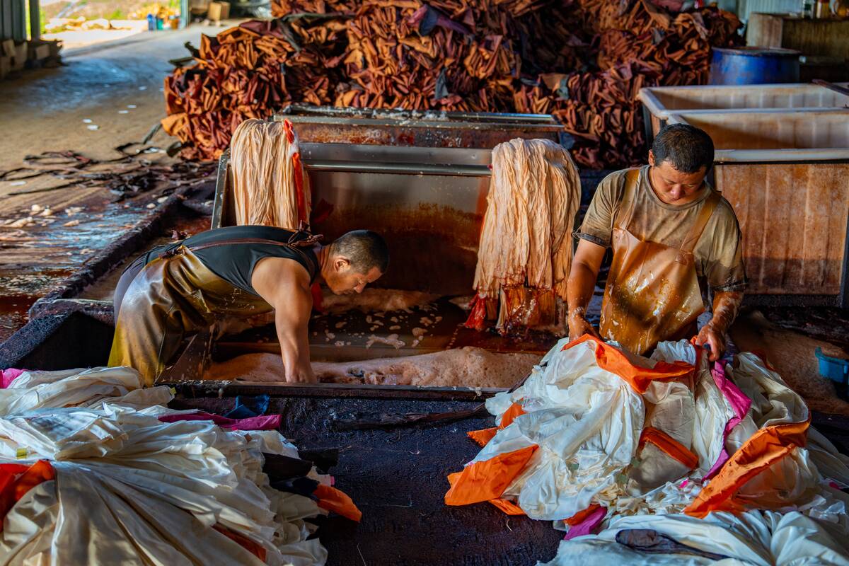 Workers Dry Xiangyunsha Silk In Wuzhou