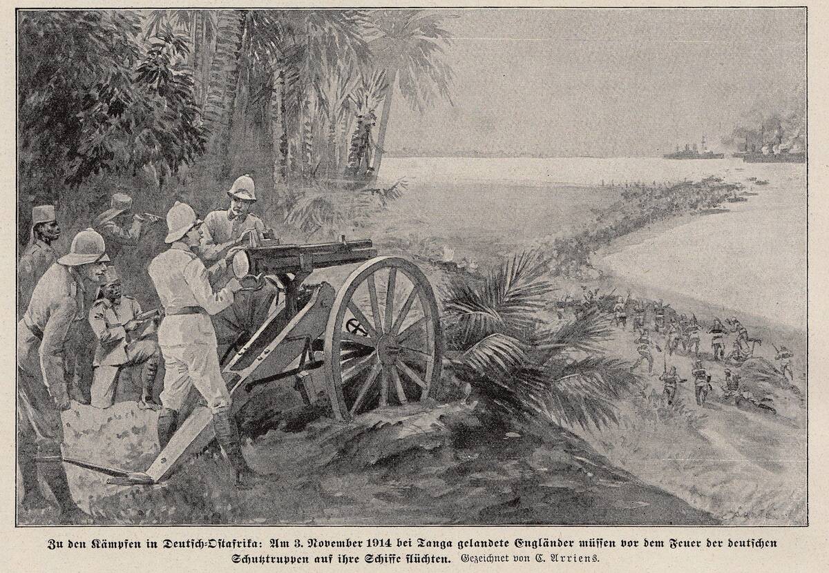 English_troops_chased_back_to_their_ship_under_German_fire_3_November_1914_(51259584694)