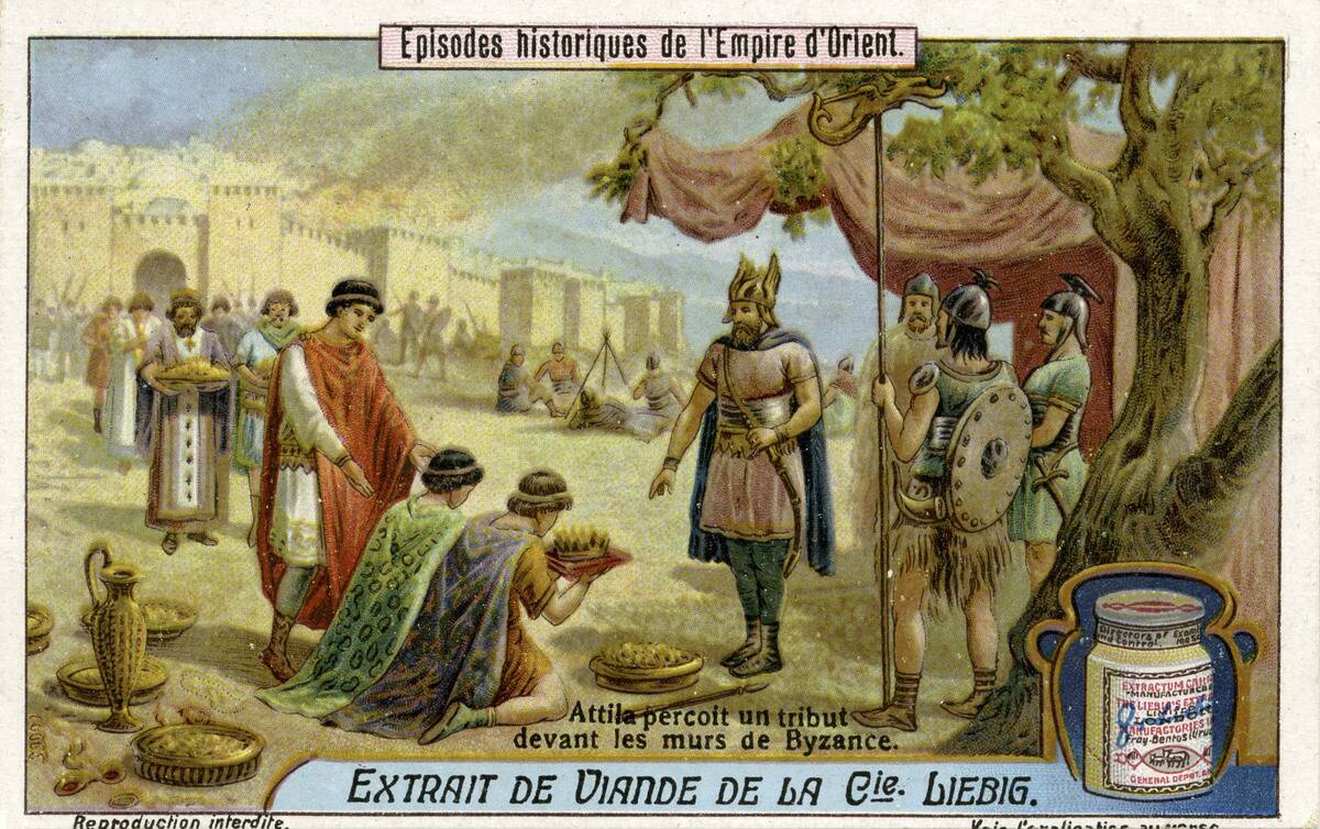 Attila the Hun arrives in Byzantine