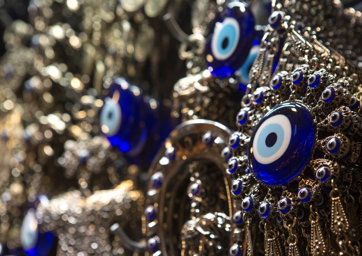 Evil eye amulet for sale in the grand bazaar, Beyazit, istanbul, Turkey