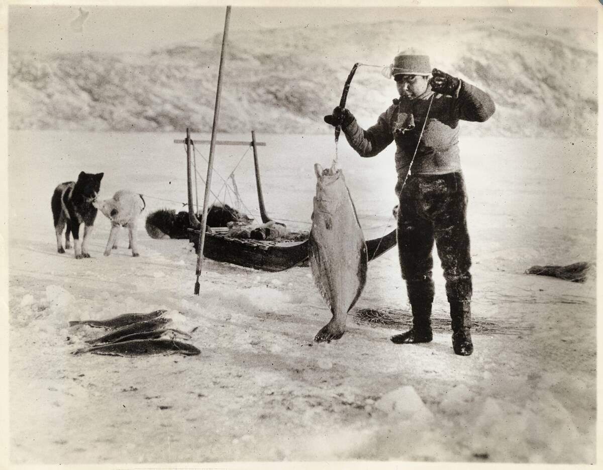 Greenland Boy Hooking a Halibut