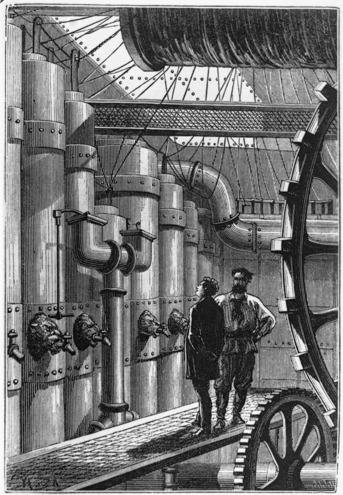 Illustration of the Engine Room of the Nautilus