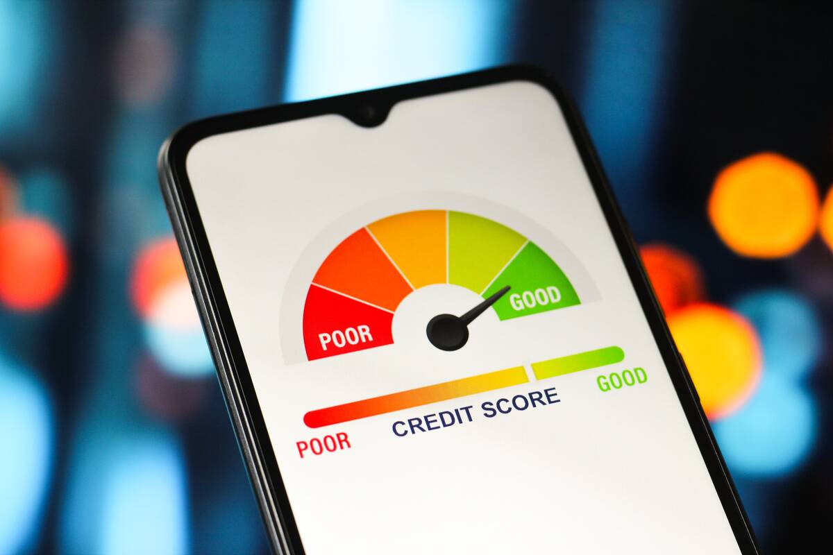 In this photo illustration, the credit score logo is seen...