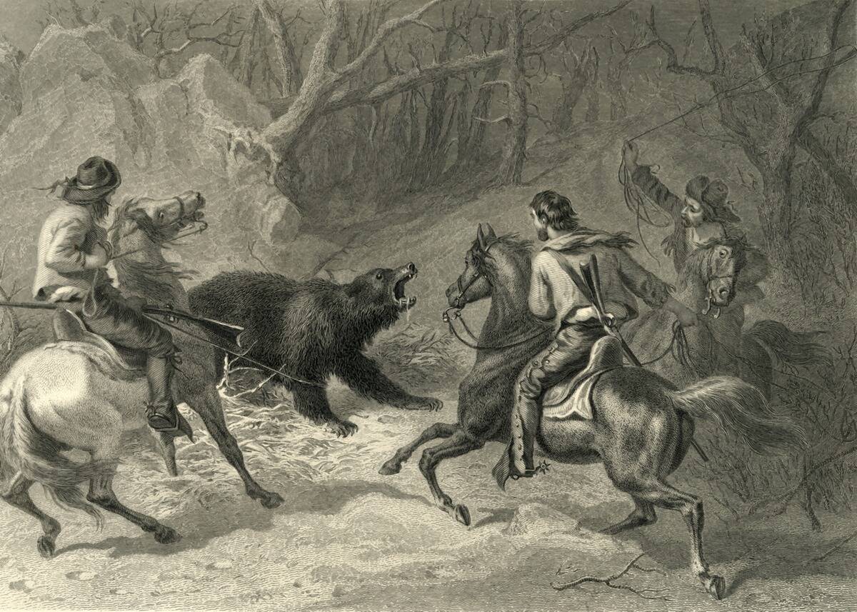 Native Californians Lassoing A Bear