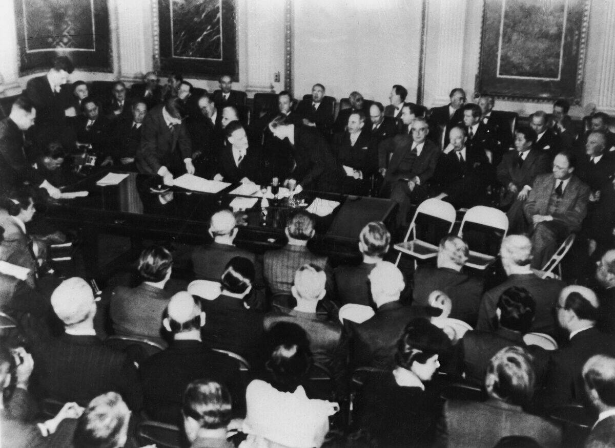 Signing Of Bretton Woods Agreements In July 1944