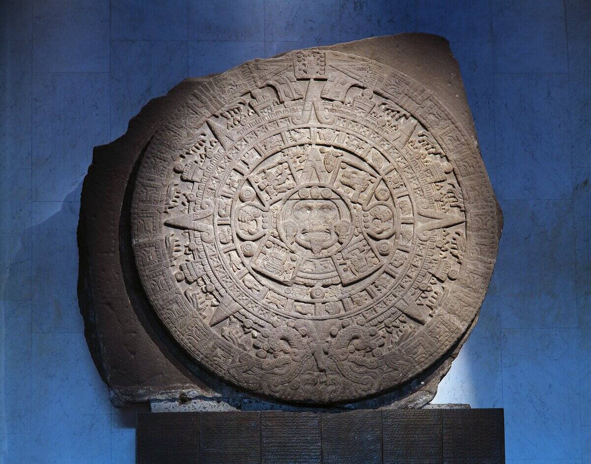 Stone of Sun' or 'Aztec Calendar' found in Tenochtitlan, Mexico in 1789