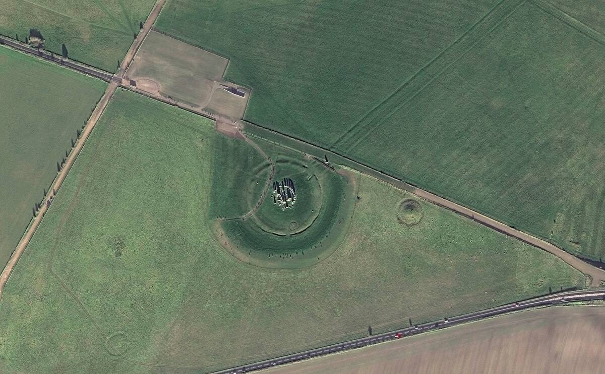 This is DigitalGlobe Satellite imagery of Stonehenge in the United Kingdom collected on November 13th, 2015.