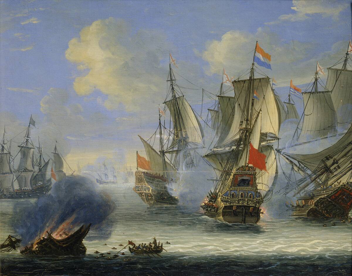 'A Sea Battle', late 17th or 18th century. Artist: Adam Silo