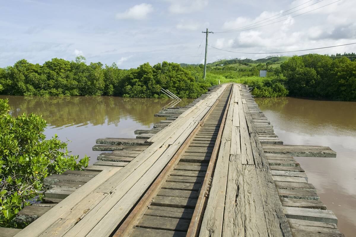 A wooden bridge on Fiji