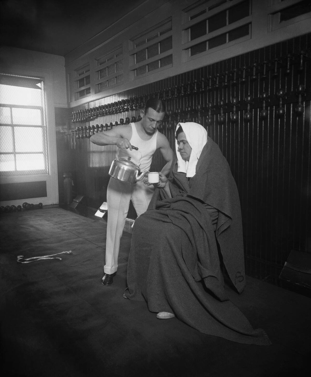 Babe Ruth Holding Mug