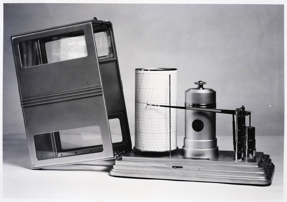 Barograph Open to Reveal Needle Register