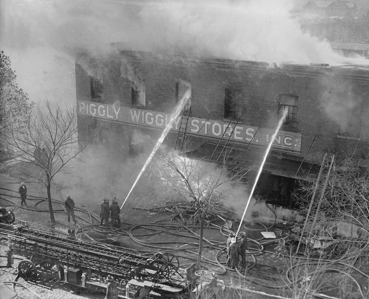 Firemen Battling Piggly Wiggly Store Fire, Washington DC, November 1923
