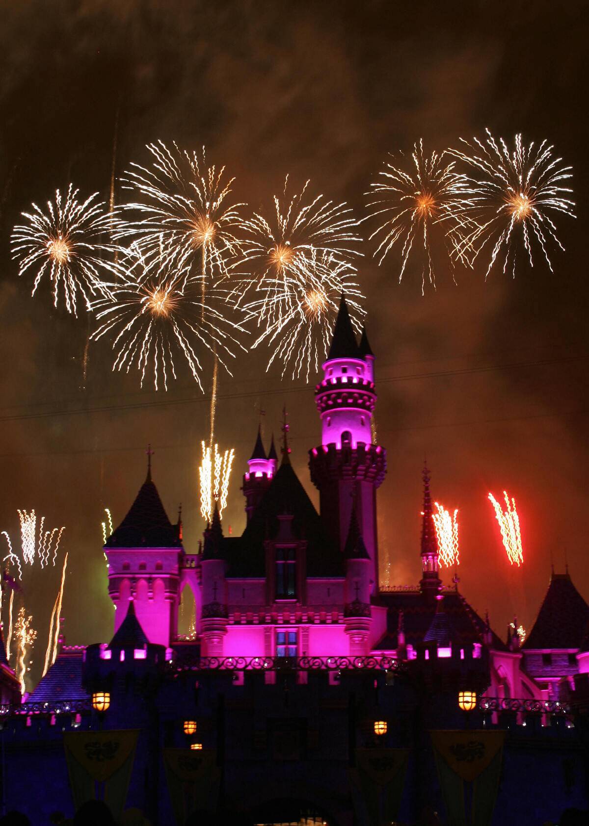 Fireworks rise over the Sleeping Beauty