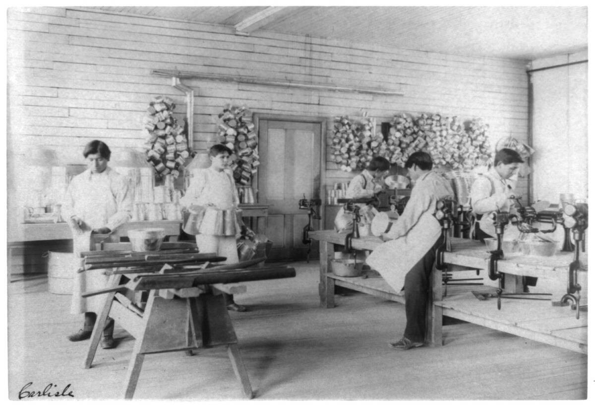 Five Boys Making Tin Utensils