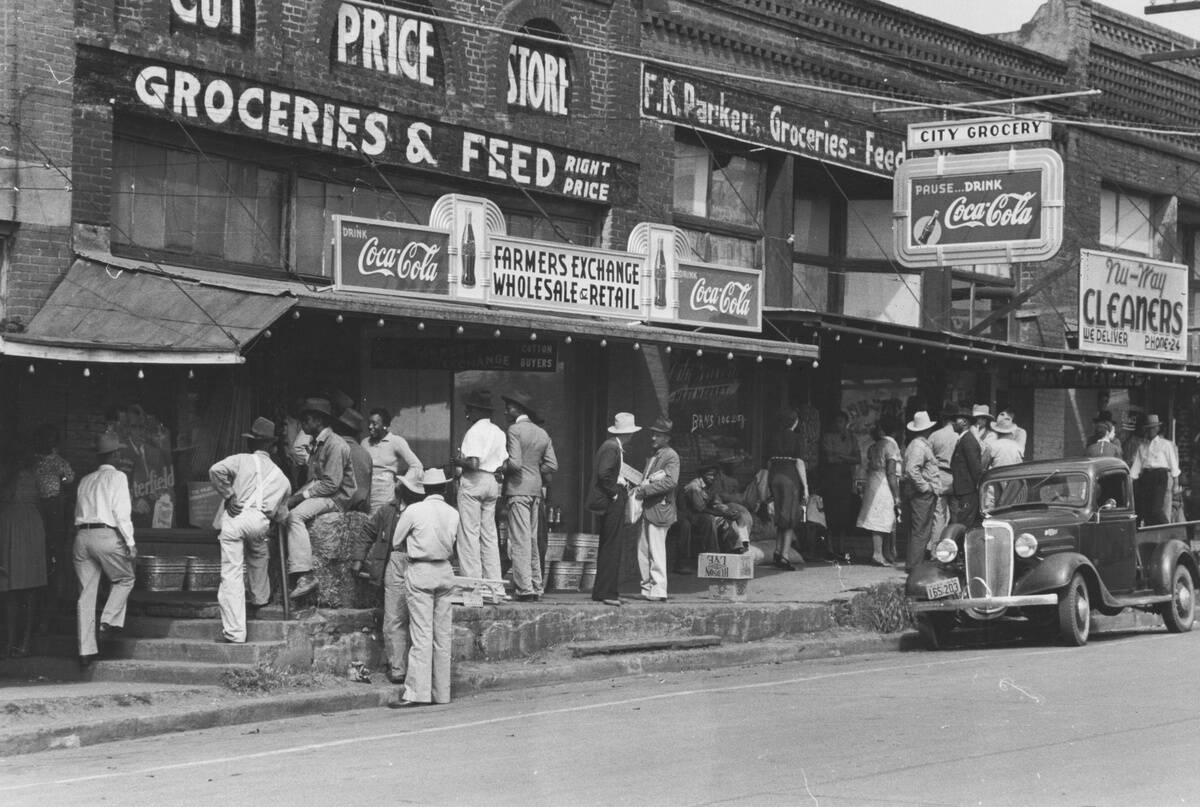 Gathering In Front Of Businesses