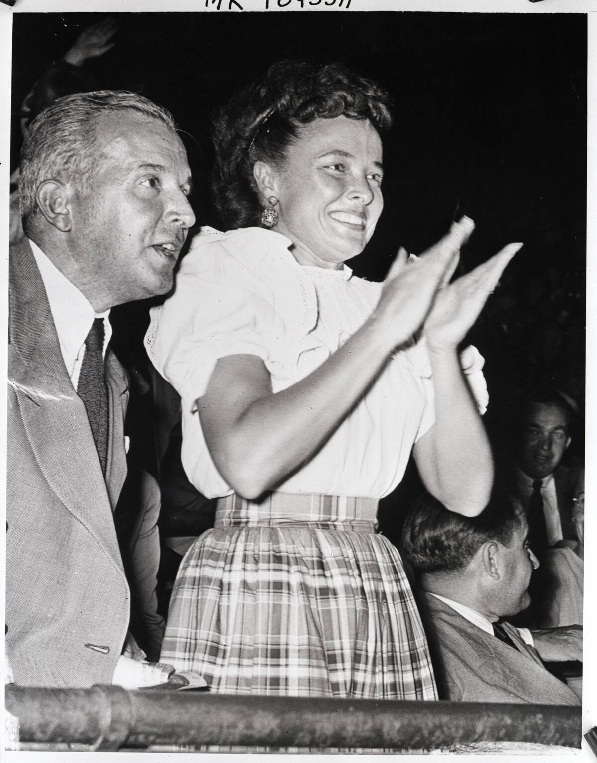 Laraine Day Appaluding At Baseball Game