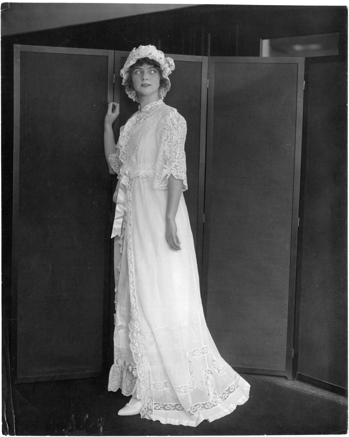 Model In Peignoir And Nightcap