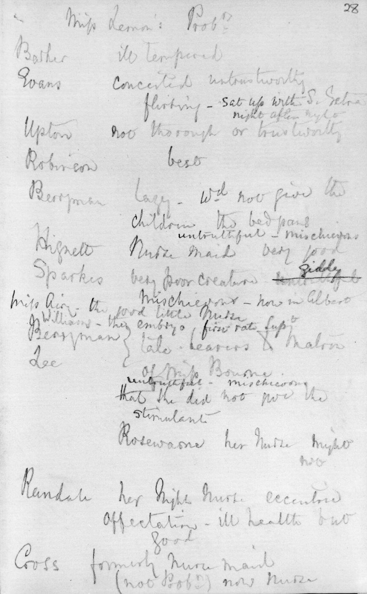 Notes Made By Florence Nightingale