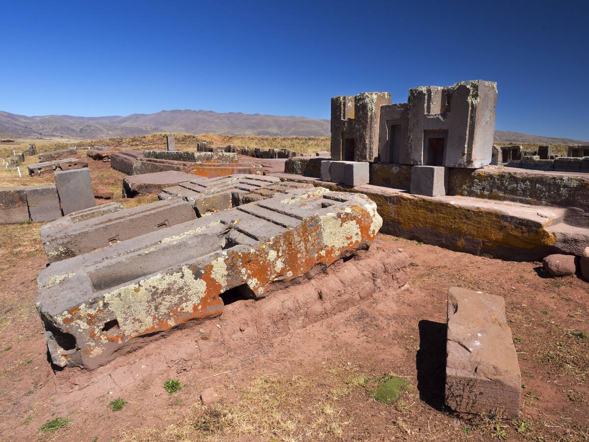 Pre-Columbian ruins at Pumapunku, Bolivia