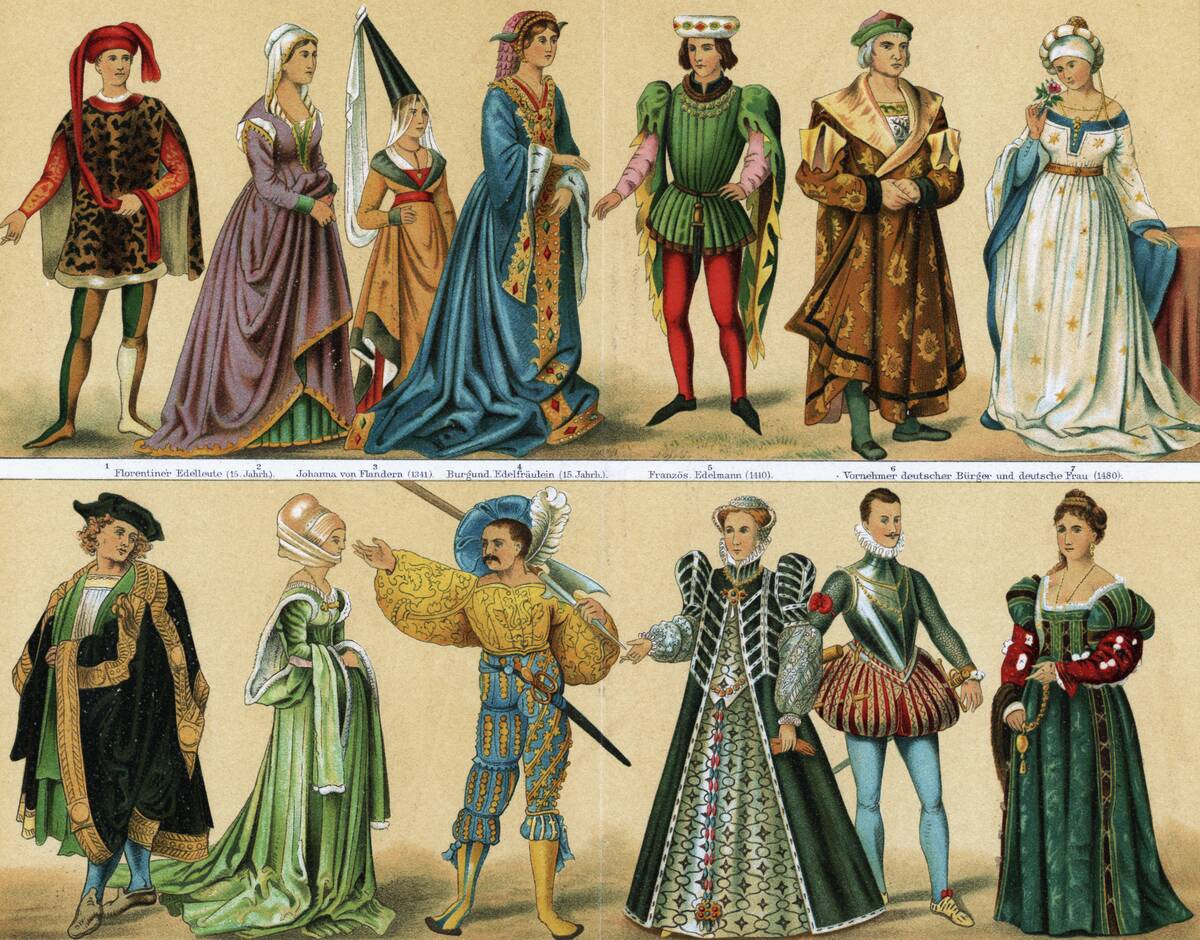 Color Litho of 14th & 15th Cent Costume